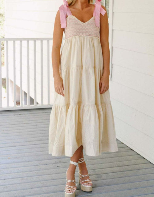 Load image into Gallery viewer, Tiered Tie Shoulder Midi Cami Dress
