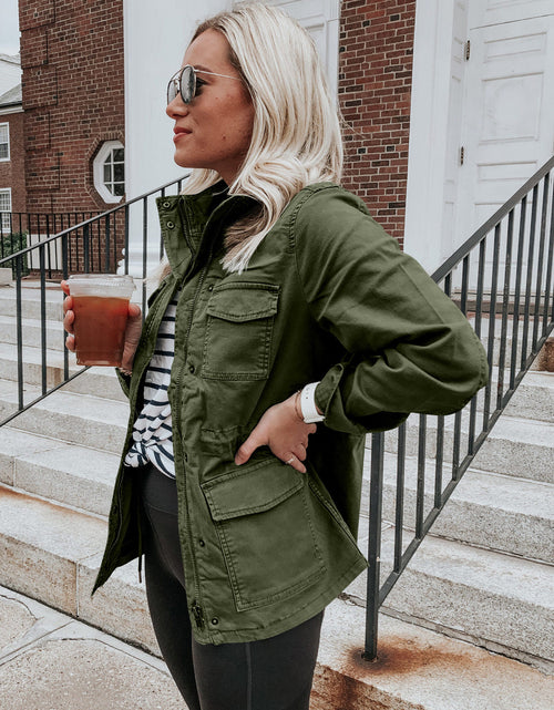 Load image into Gallery viewer, Pocketed Long Sleeve Zip Up Jacket
