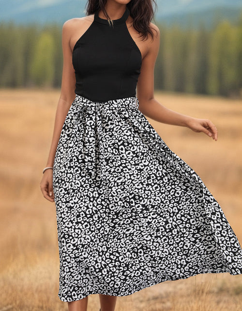 Load image into Gallery viewer, Perfee Leopard Halter Neck Midi Dress
