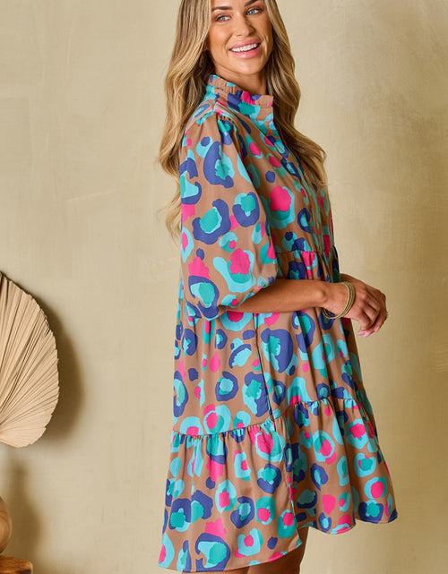 Load image into Gallery viewer, Notched Balloon Sleeve Mini Dress

