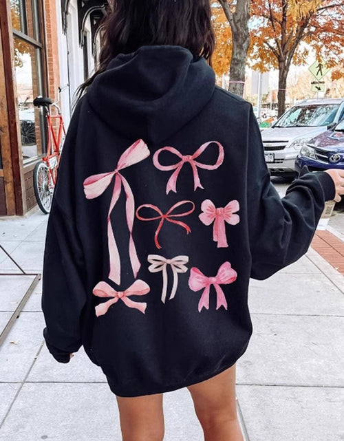 Load image into Gallery viewer, Bow Print Long Sleeve Hoodie
