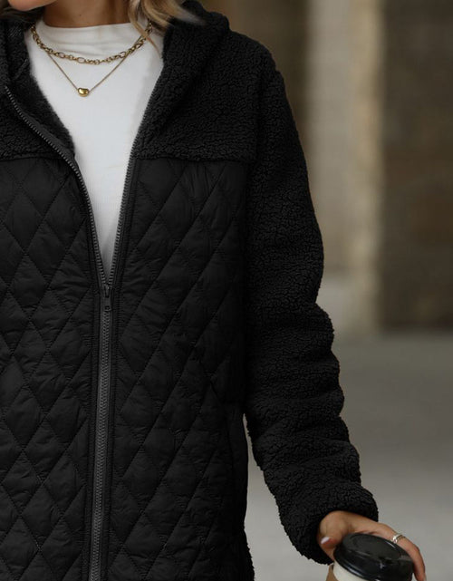 Load image into Gallery viewer, Texture Zip Up Long Sleeve Hooded Coat

