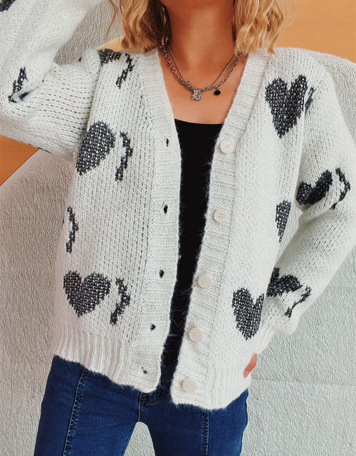Load image into Gallery viewer, Heart Button Up Long Sleeve Cardigan
