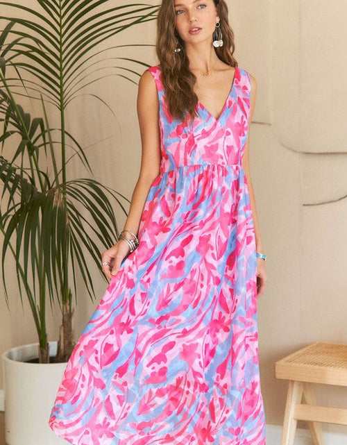 Load image into Gallery viewer, ADORA Abstract Floral V-Neck Maxi Dress
