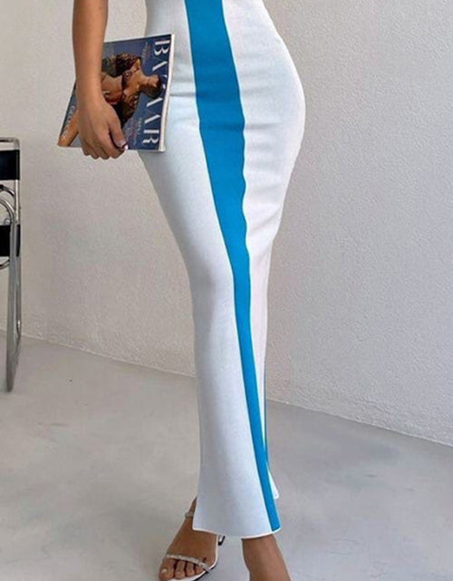 Load image into Gallery viewer, Contrast Wide Strap Slit Midi Dress
