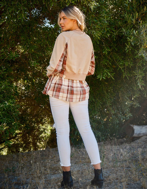Load image into Gallery viewer, And The Why Full Size Double Layered Plaid Contrast Sweatshirt

