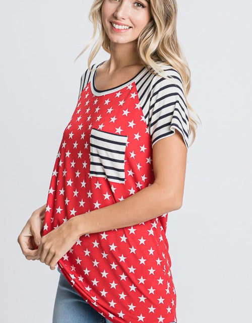 Load image into Gallery viewer, Heimish Full Size Star &amp; Striped Round Neck Short Sleeve T-Shirt Plus Size
