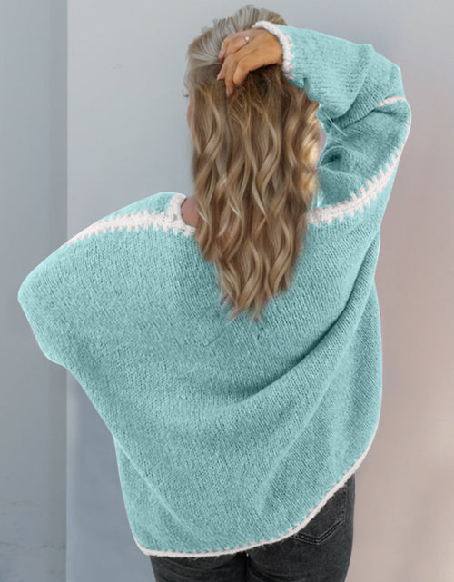 Load image into Gallery viewer, Double Take Contrast Open Front Dropped Shoulder Cardigan
