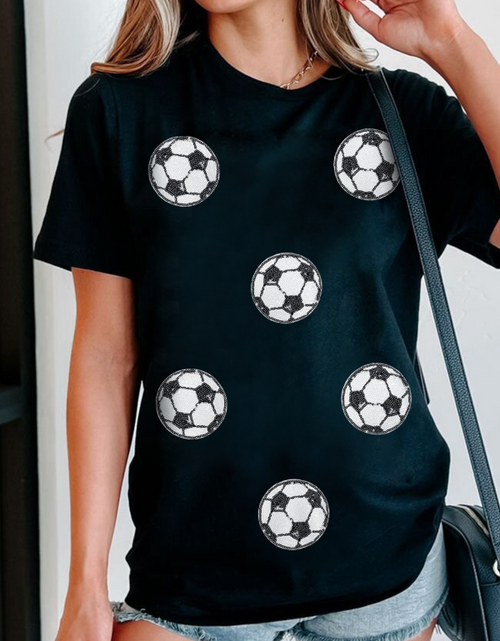 Load image into Gallery viewer, Football Round Neck Short Sleeve T Shirt
