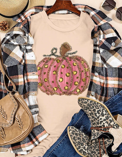 Load image into Gallery viewer, Pumpkin Round Neck Short Sleeve T-Shirt
