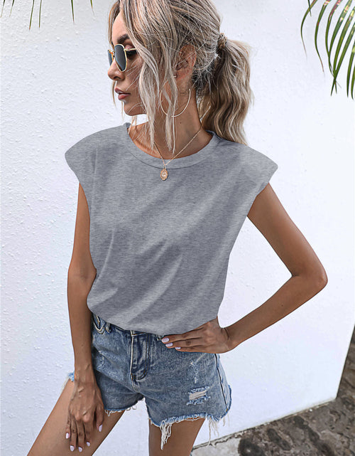 Load image into Gallery viewer, Round Neck Cap Sleeve Tee
