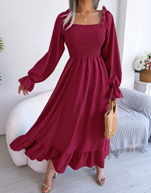 Load image into Gallery viewer, Smocked Square Neck Flounce Sleeve Dress

