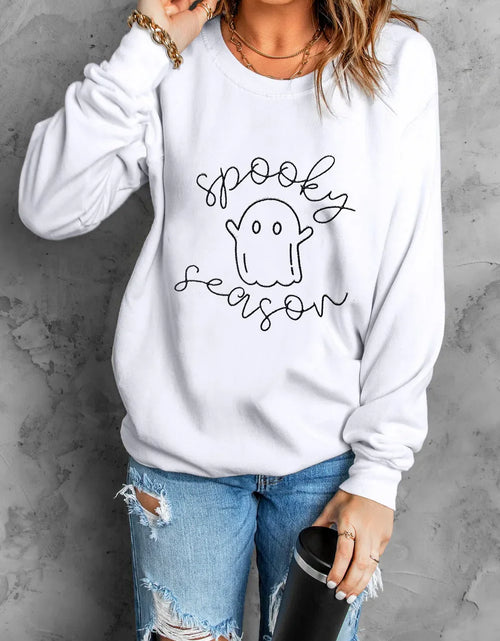Load image into Gallery viewer, Ghost Graphic Long Sleeve Dropped Shoulder Sweatshirt
