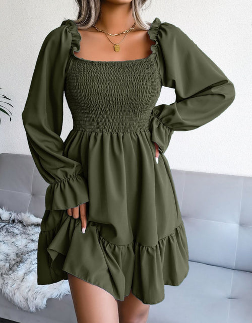 Load image into Gallery viewer, Smocked Flounce Sleeve Square Neck Dress
