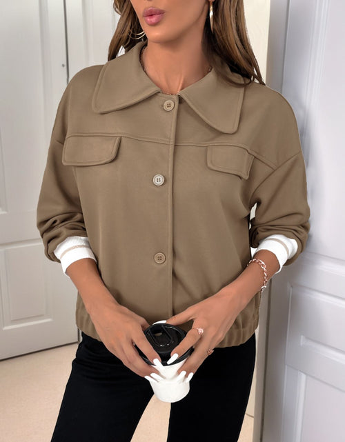 Load image into Gallery viewer, Perfee Collared Neck Button Down Jacket
