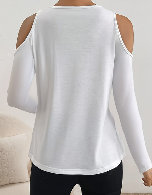 Load image into Gallery viewer, V-Neck Cold Shoulder Long Sleeve T-Shirt
