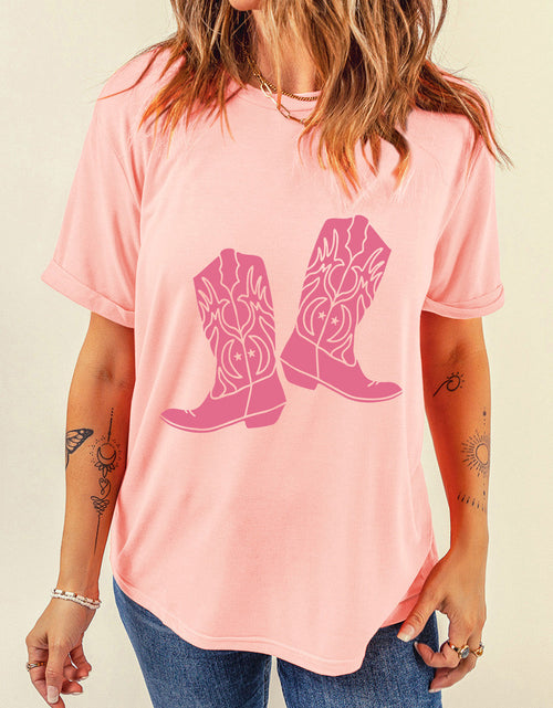 Load image into Gallery viewer, Boots Graphic Round Neck Short Sleeve T-Shirt
