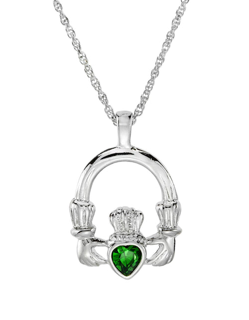 Load image into Gallery viewer, Vintage Claddagh Necklace Austrian Heart Crystal 18k Yellow Gold Electroplated Made in the USA by PVD Vintage Jewelry
