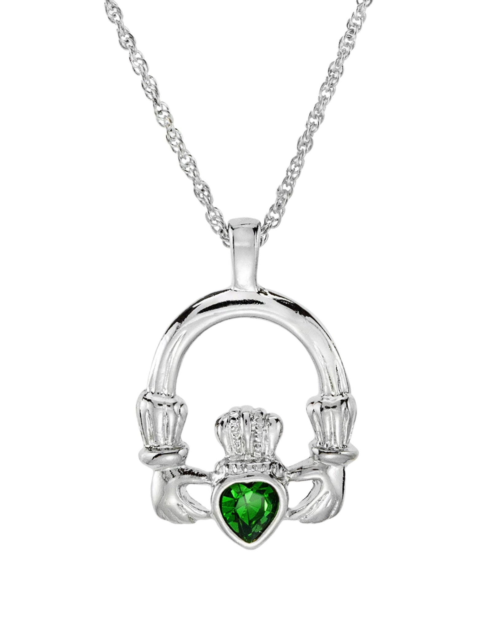 Vintage Claddagh Necklace Austrian Heart Crystal 18k Yellow Gold Electroplated Made in the USA by PVD Vintage Jewelry