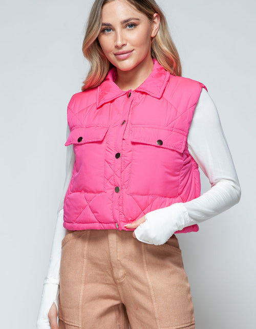 Load image into Gallery viewer, Snobbish Snap Down Quilted Crop Vest
