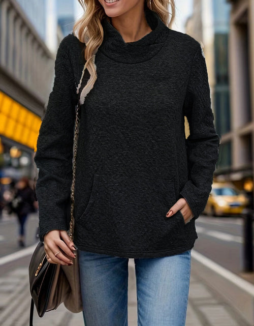 Load image into Gallery viewer, Pocketed Turtleneck Long Sleeve Sweatshirt
