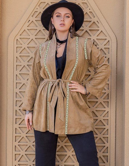 Load image into Gallery viewer, Plus Size Long Sleeve Tie Waist Cardigan
