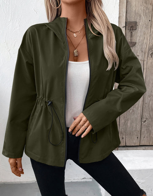 Load image into Gallery viewer, Ivy Lane Drawstring Zip Up Hooded Jacket
