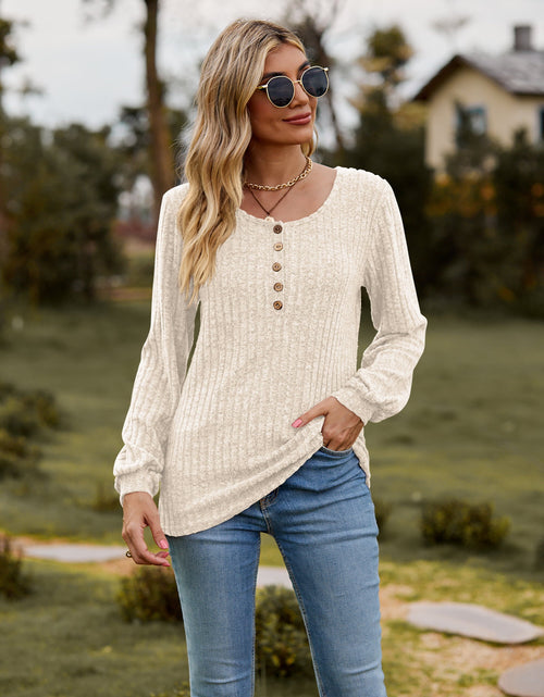 Load image into Gallery viewer, Round Neck Button-Down Long Sleeve Tee

