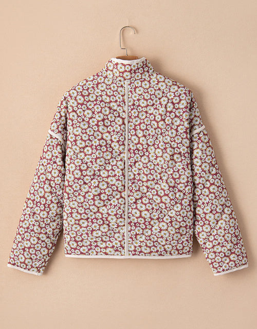 Load image into Gallery viewer, Floral Snap Down Mock Neck Coat
