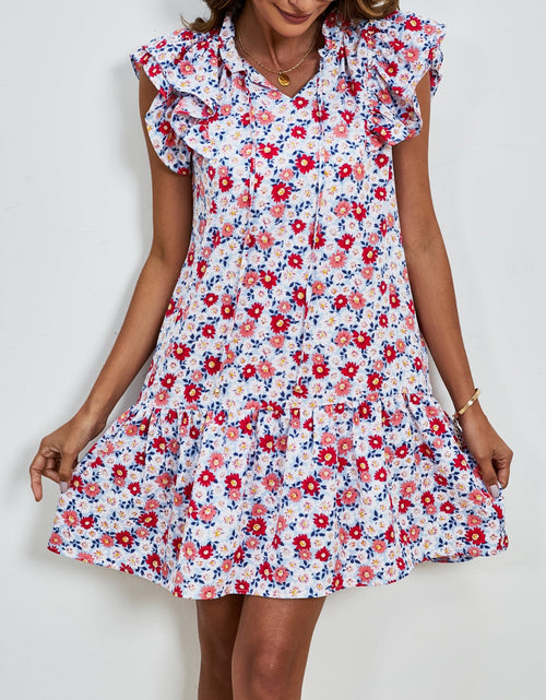 Load image into Gallery viewer, Tied Floral Cap Sleeve Mini Dress
