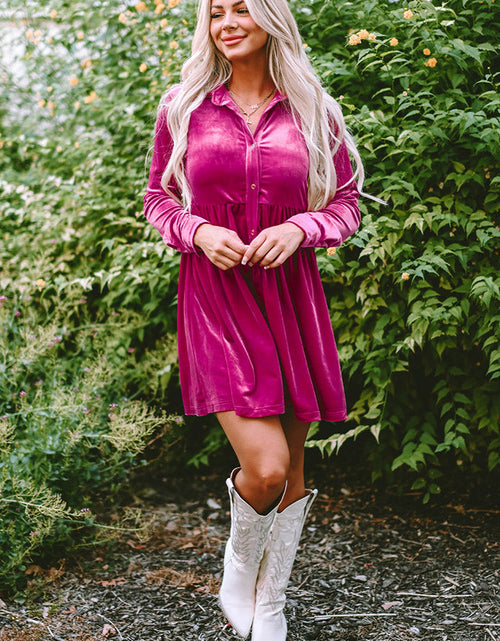 Load image into Gallery viewer, Collared Neck Buttoned Mini Dress
