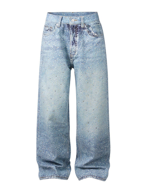 Load image into Gallery viewer, Men's Washed Rhinestone Print Jeans
