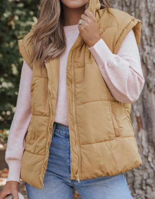 Load image into Gallery viewer, Zip Up Vest Coat with Pockets

