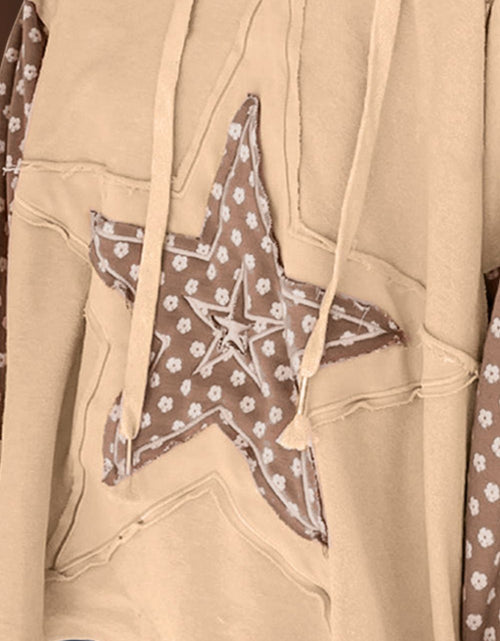 Load image into Gallery viewer, Drawstring Star Long Sleeve Hoodie
