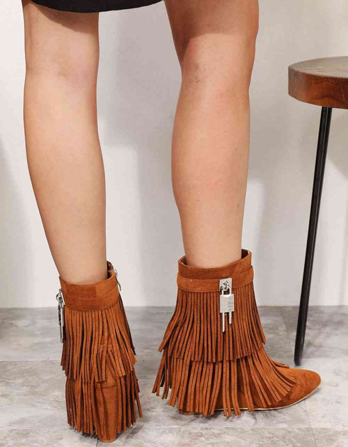 Load image into Gallery viewer, Legend Women's Tassel Wedge Heel Ankle Booties

