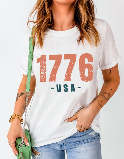 Load image into Gallery viewer, Graphic Round Neck Short Sleeve T-Shirt
