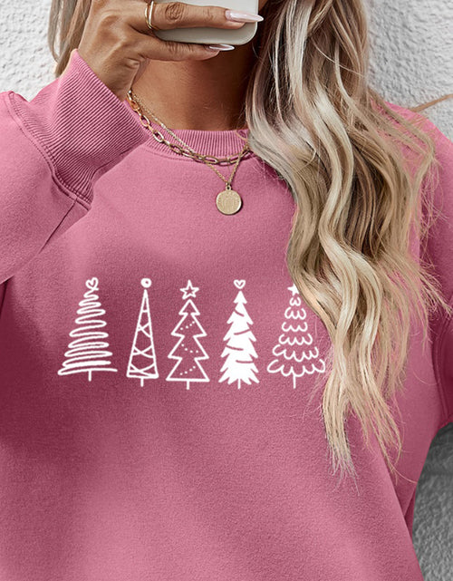 Load image into Gallery viewer, Christmas Tree Graphic Drop Shoulder Sweatshirt
