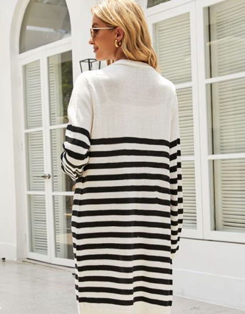 Load image into Gallery viewer, Striped Open Front Longline Cardigan
