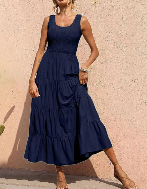 Load image into Gallery viewer, Tiered Smocked Wide Strap Dress
