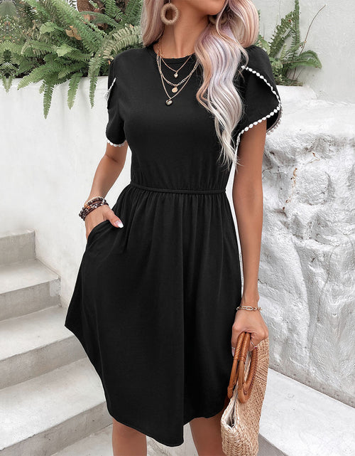 Load image into Gallery viewer, Perfee Round Neck Petal Sleeve Dress with Pockets
