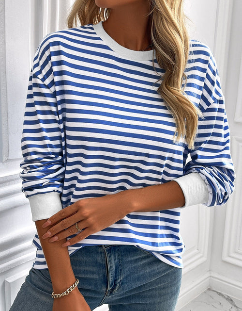 Load image into Gallery viewer, Ivy Lane Striped Round Neck Long Sleeve Sweatshirt
