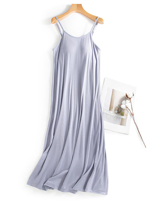 Load image into Gallery viewer, Scoop Neck Midi Cami Dress with Bra
