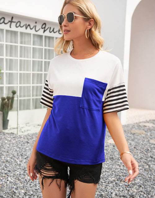 Load image into Gallery viewer, Ivy Lane Striped Color Block Round Neck Tee
