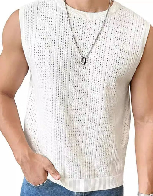 Load image into Gallery viewer, Men's Full Size Eyelet Round Neck Tank Plus Size
