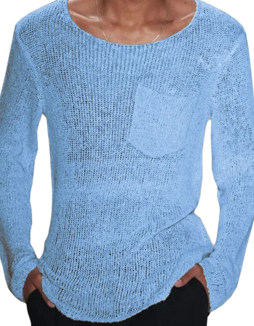 Load image into Gallery viewer, Men's Plus Size Round Neck Long Sleeve Knit T-Shirt
