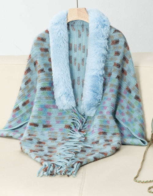 Load image into Gallery viewer, Fringe Fuzzy Open Front Poncho
