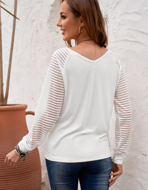 Load image into Gallery viewer, Sheer Striped V-Neck Top

