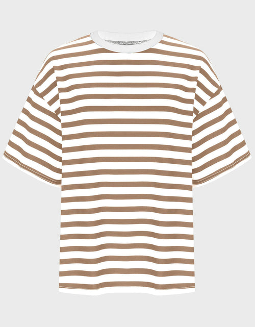 Load image into Gallery viewer, Striped Round Neck Half Sleeve T-Shirt
