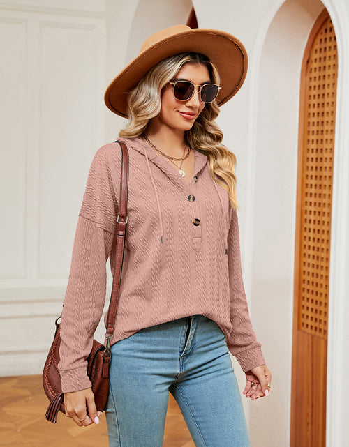 Load image into Gallery viewer, Half-Button Dropped Shoulder Hoodie
