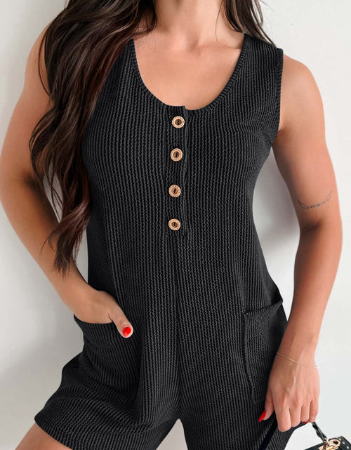 Load image into Gallery viewer, Lovelet Texture Wide Strap Romper with Pockets
